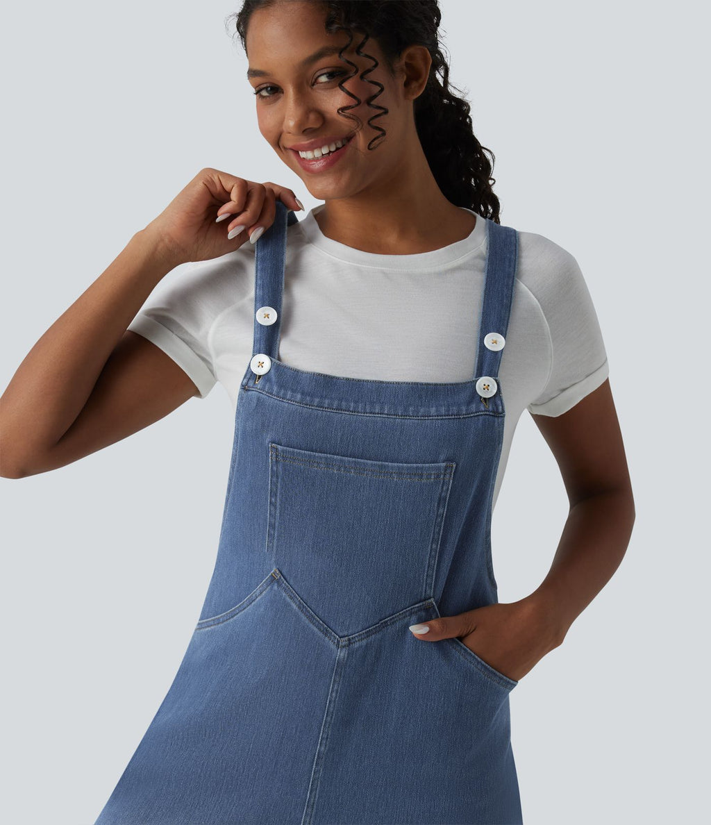 Halara Flex™ Salopette en denim coupe large avec poches
