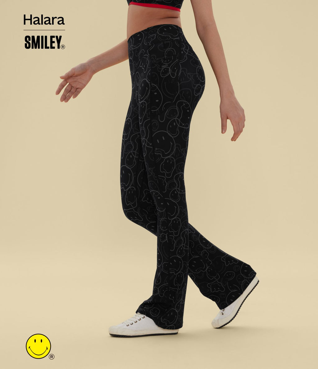 Legging de training bootcut Halara X Smiley® Halara UltraSculpt™ taille haute push-up froncé ventre plat avec poches