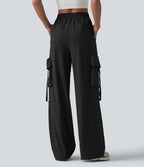 Pantalon cargo droit de sport taille haute effet frais InstantCool à séchage rapide, cordon de serrage et poches, protection solaire UPF40+