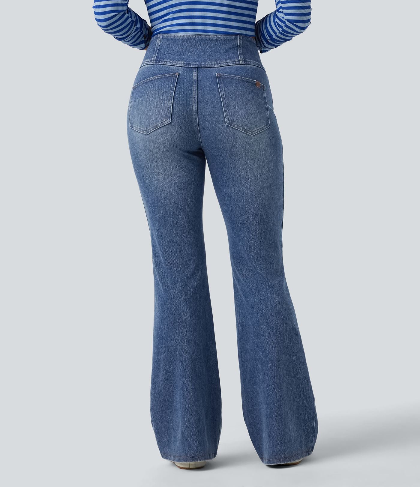 Jean évasé décontracté Halara Flex™ gainant taille mi-haute demi-zip avec poches