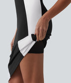 Robe midi moulante SoftlyZero™ Airy effet frais InstantCool color block avec brassière intégrée, effet gainant, short gainant intégré et bretelles croisées, accès facile Easy Peasy, protection solaire UPF50+