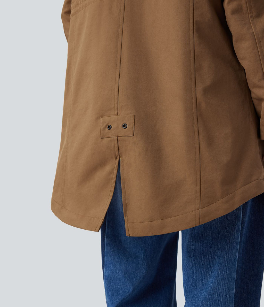 Parka sherpa polaire à capuche avec cordon de serrage et poches