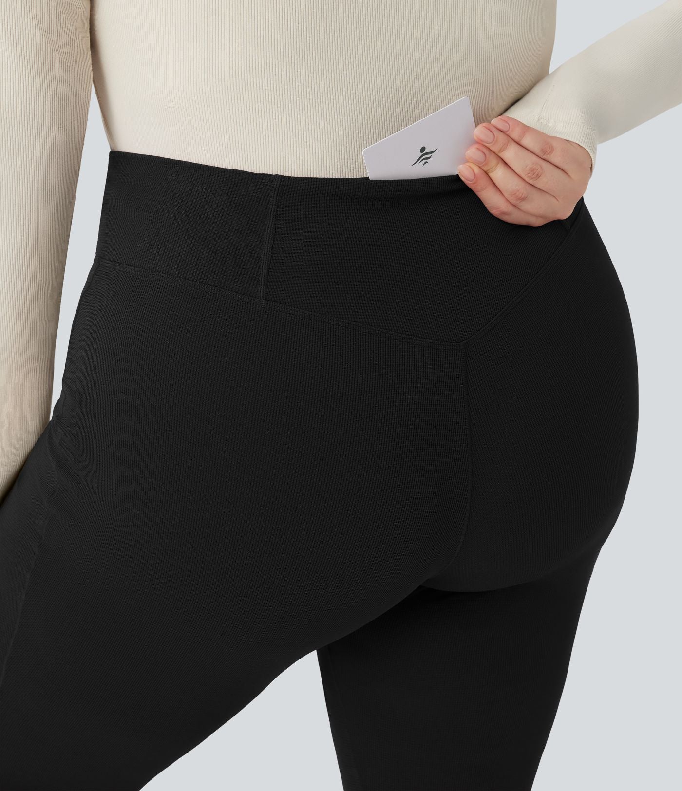 Pantalon décontracté grande taille croisé, évasé en maille gaufrée, taille haute, avec poches