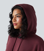 Robe décontractée SpacerTek™ mini à manches longues, effet froncé avec capuche