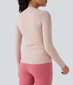Top de sport yoga ajusté col rond manches longues raglan
