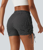 Short à pois 8 cm taille mi-haute avec bas froncé, laçage et poches
