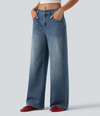 Jean Halara Flex™ mi-taille large ample délavé décontracté avec poches