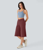 Pantacourt de yoga Cool Touch Softlyzero™ aérien à taille haute croisée, jambe large et poches