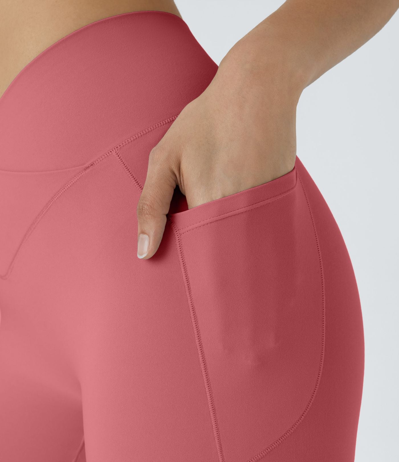Softlyzero™ Short 17,5cm Yoga Taille Haute Crossover avec Poches Latérales