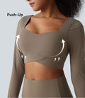 Halara UltraSculpt™ Top court de sport push-up à manches longues avec passants pouces et ourlet croisé