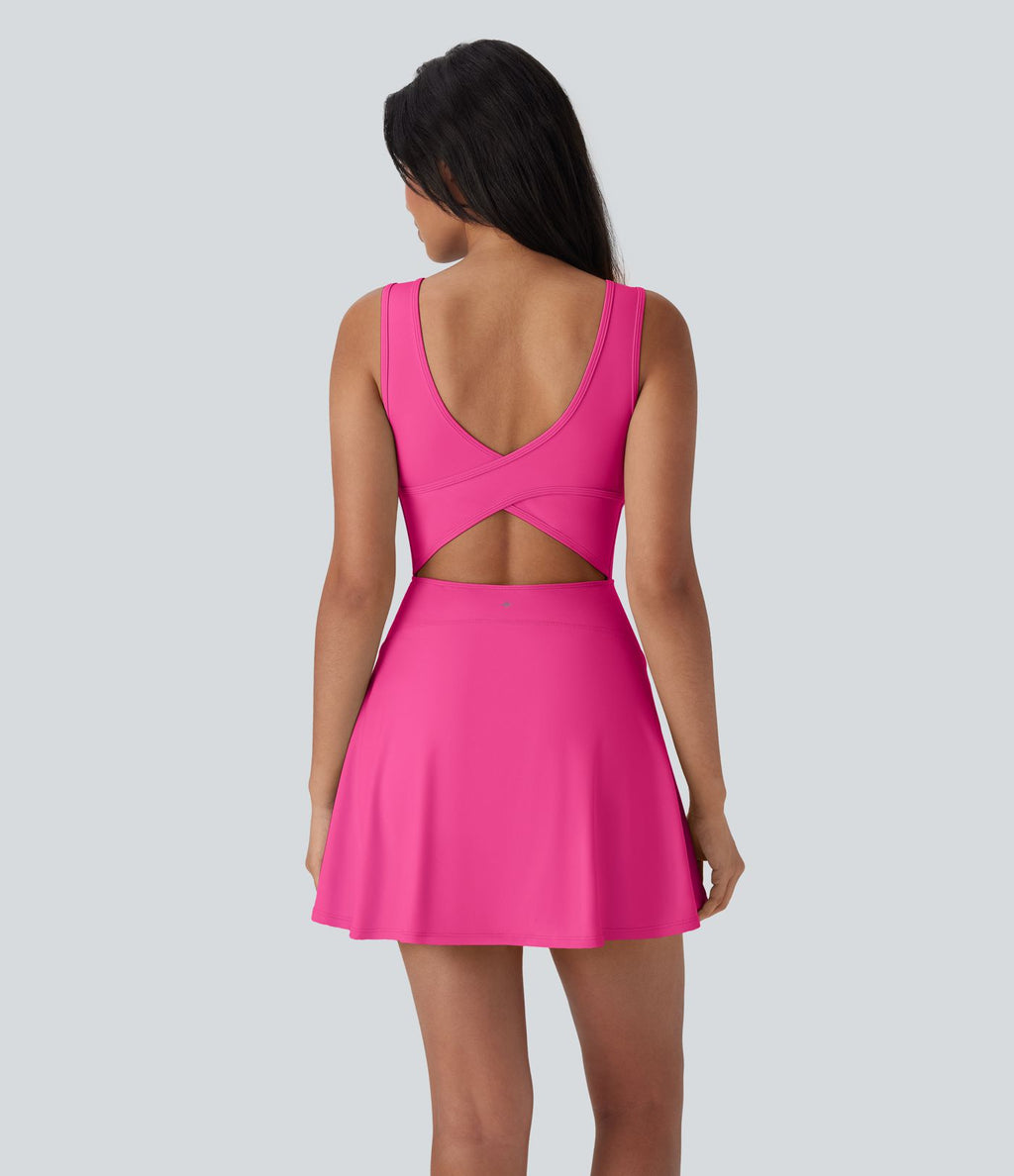 Robe SoftlyZero™ Airy de danse mini 2-en-1 dos nu, col U, bretelles croisées, poches latérales et effet frais InstantCool, accès facile Easy Peasy