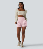 Short de yoga SoftlyZero™ Airy taille haute froncé effet frais InstantCool 7,5 cm avec poches