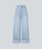Halara Flex™ Jean Larges Taille Haute Ourlet Roulotté Multiples Poches