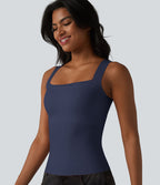 Débardeur décontracté col carré avec soutien-gorge intégré bonnets B-E