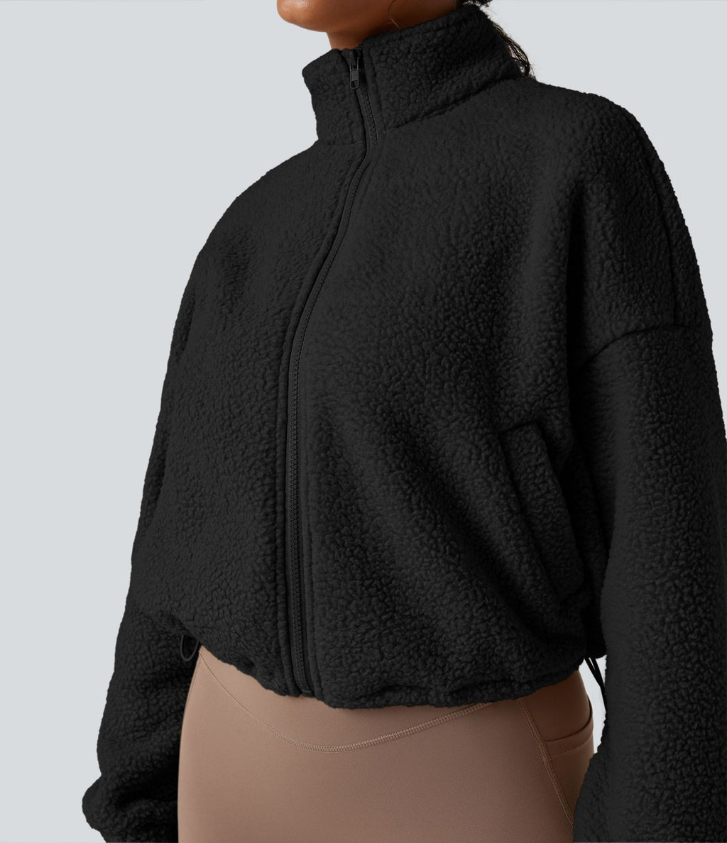 Veste d'entraînement polaire col montant fermeture éclair manches longues avec poches