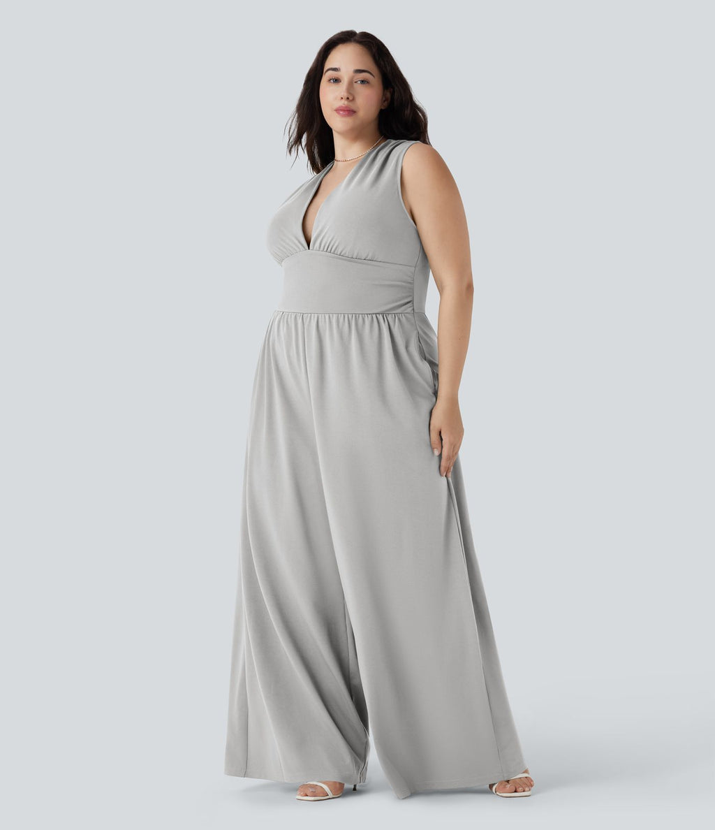Combinaison grande taille col V sans manches avec poches - Édition Easy Peasy