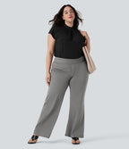 Pantalon tailleur évasé grande taille taille haute Halara Flex™ DayStretch avec poches zippées latérales