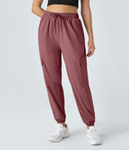 Jogging Cargo Casual à Taille Mi-Haute Cordon de Serrage et Poches Latérales