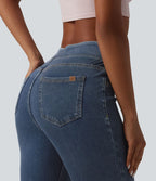 Halara Flex™ Jeggings casual 7/8 taille haute en lyocell drapé effet denim, avec poches