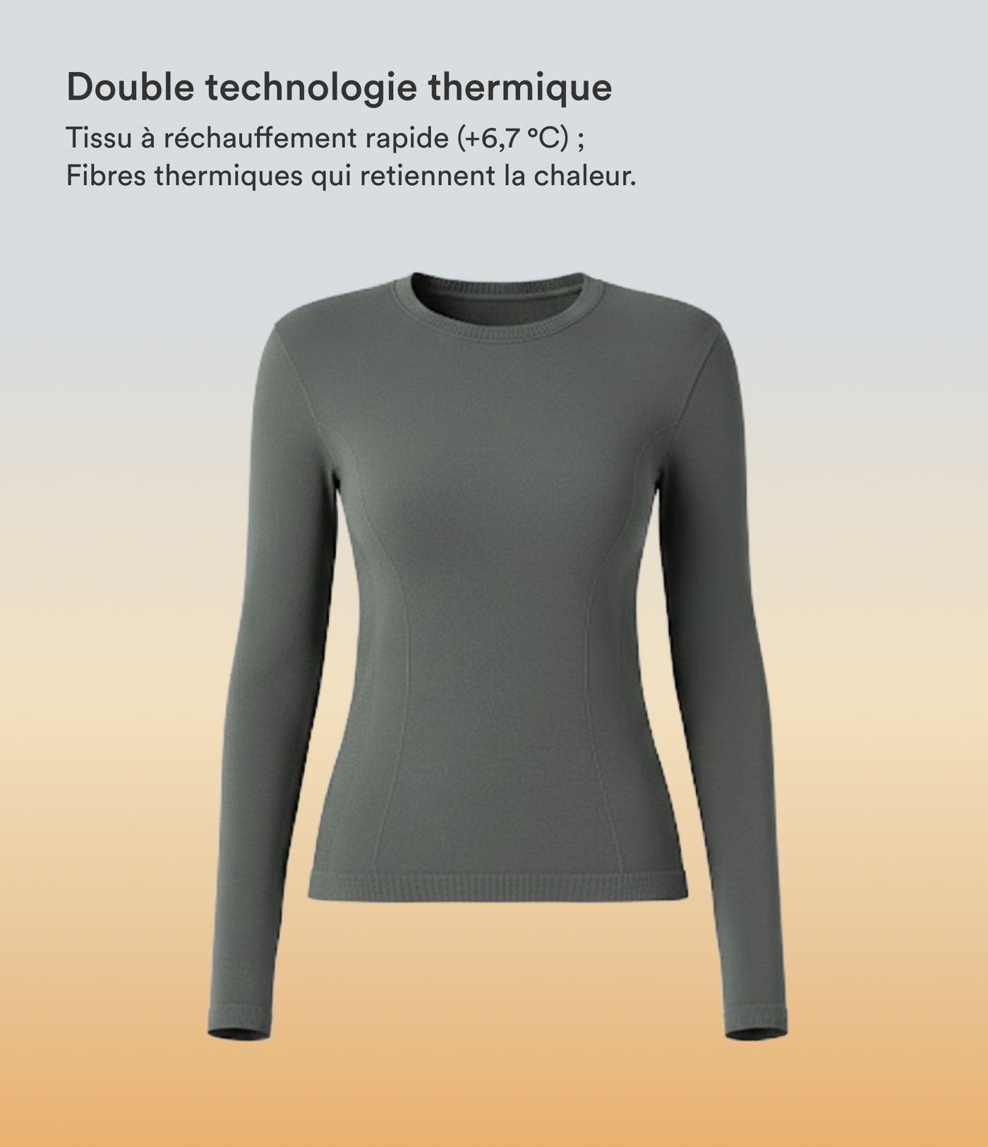 Haut thermique col rond à manches longues sans couture HeatCore OneForm Seamless Flow