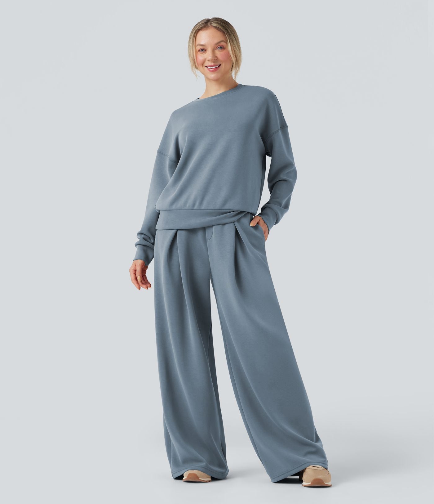 Pantalon décontracté SpacerTek™ baggy taille mi-haute, dos croisé avec cordon de serrage et poches