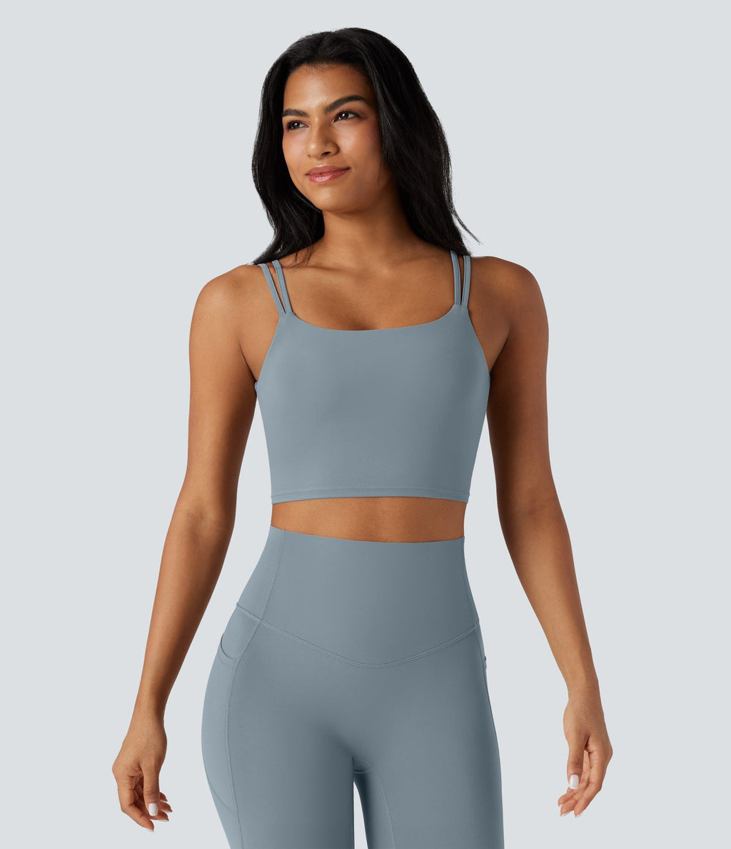 Débardeur yoga court Halara UltraSculpt™ double bretelles torsadé dos nu