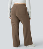 Pantalon coupe droite grande taille taille haute DayStretch avec poches