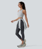 Legging corsaire d'entraînement taille haute gainant imprimé léopard Halara UltraSculpt™ avec poches