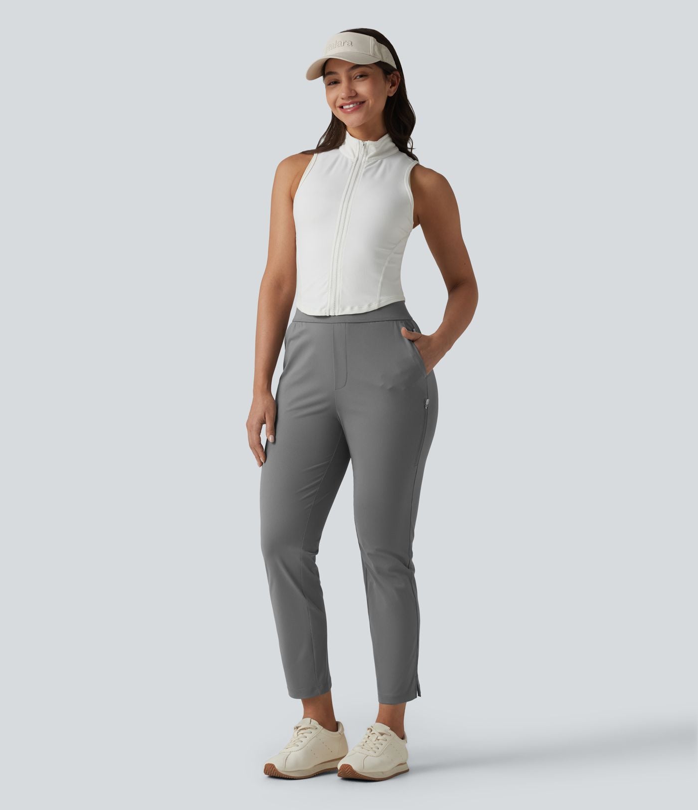 Pantalon de golf fuselé taille haute avec poches