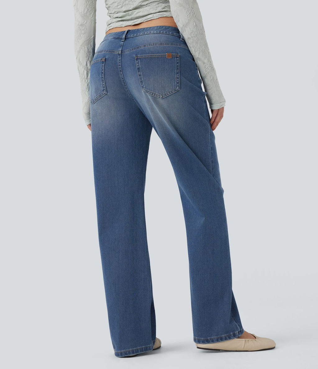 Jean décontracté Halara Flex™ taille basse coupe droite avec poches
