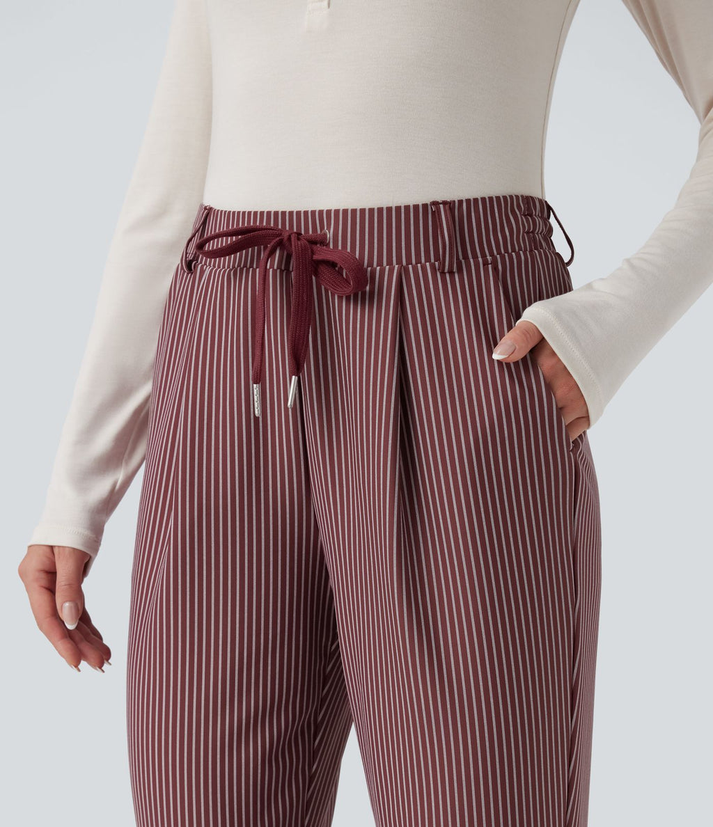Pantalon Halara Flex™ taille mi-haute à cordon, effet rayé, coupe fuselée avec poches