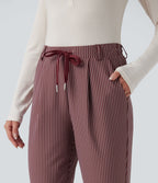 Pantalon Halara Flex™ taille mi-haute à cordon, effet rayé, coupe fuselée avec poches