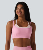 OneForm Seamless Flow Brassière de sport yoga sans couture 2 en 1 color block maintien léger avec soutien-gorge intégré