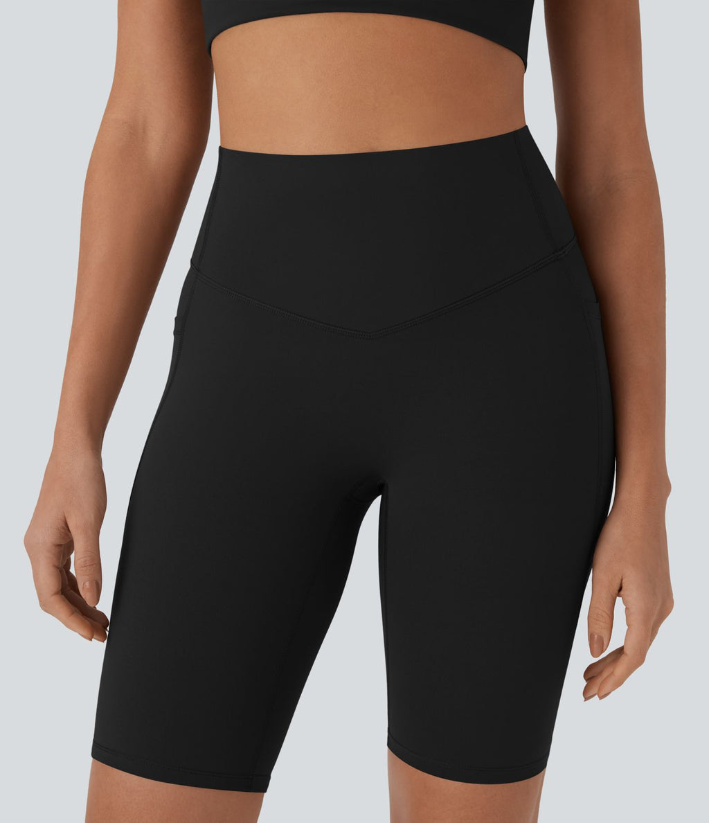 Short cycliste 22,8 cm d'entraînement gainant taille haute avec poches Halara UltraSculpt™