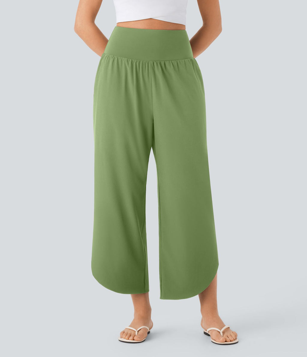 Pantalon fluide resort Breezeful™ à séchage rapide, coupe fendue et effet ventre plat