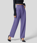 Pantalon de travail Halara Flex™ droit froncé avec poche zippée, taille haute