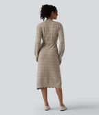 Robe pull midi manches longues avec ceinture