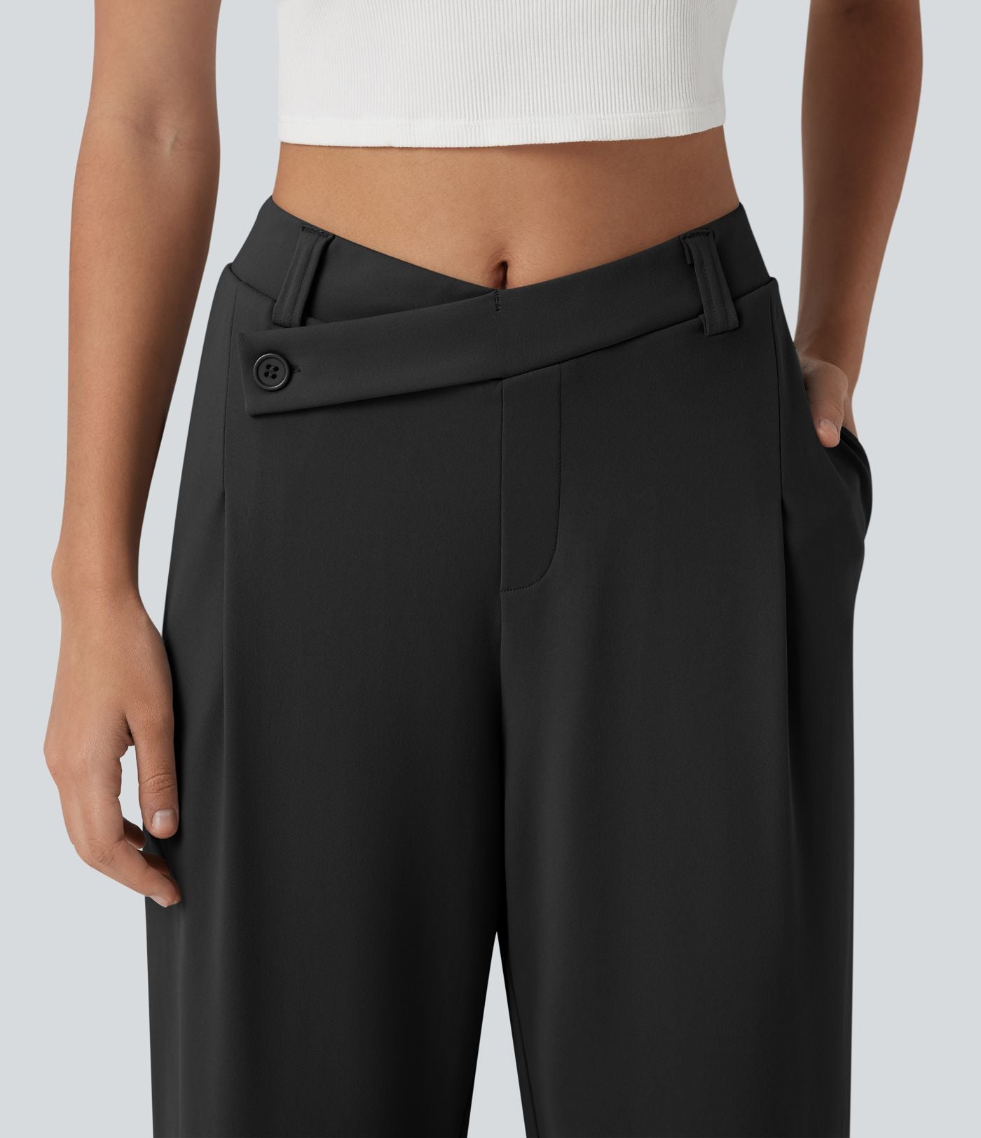 Halara Flex™ DayStretch Pantalon tailleur asymétrique jambe droite taille mi-haute avec poches