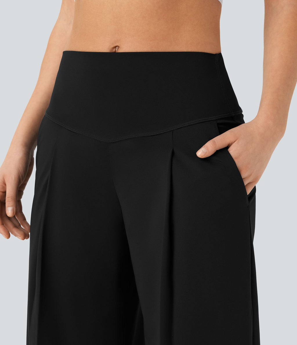 Pantalon de yoga droit gainant taille haute à séchage rapide avec poches SoftlyZero™