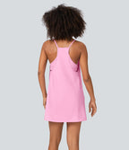 Robe Sport 2 en 1 avec Soutien-Gorge Intégré Dos Nageur Poches Latérales et Coupe Mini