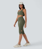 Leggings corsaire de yoga à taille haute, découpes, détails torsadés, séchage rapide et poche