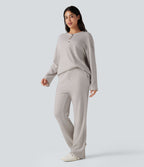 Top détente col henley manches longues gaufré