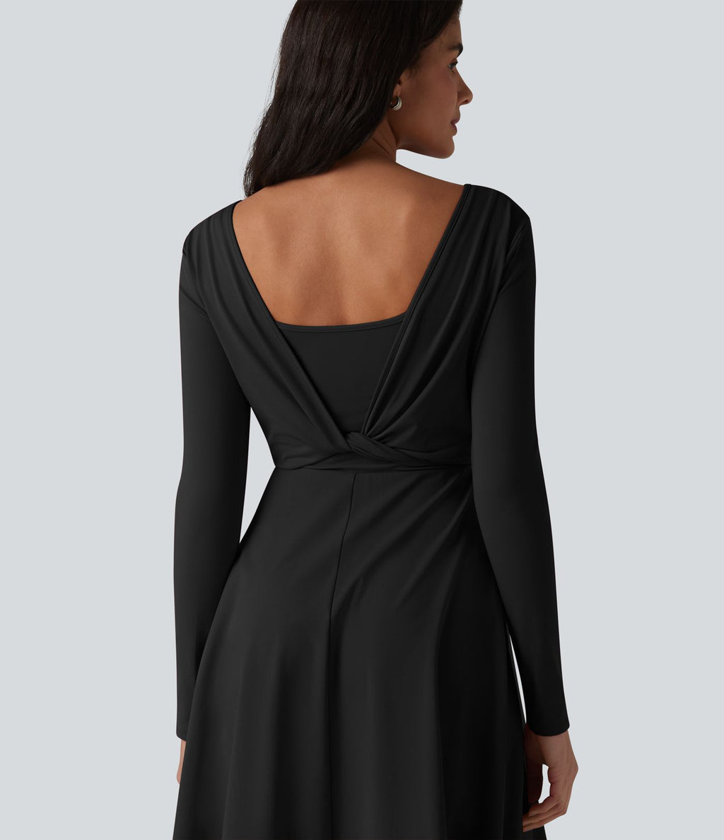 Robe midi SoftlyZero™ Airy 2-en-1 effet frais InstantCool à manches longues, coupe portefeuille et poches