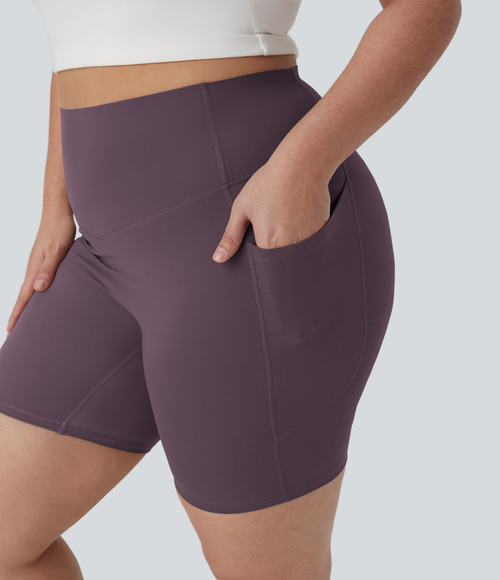 Short cycliste 17,5 cm d'entraînement gainant taille haute grande taille avec poches Halara UltraSculpt™