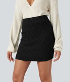 Jupe pull courte moulante taille haute