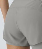Breezeful™ Short 8,8cm Yoga Séchage Rapide 2 en 1 Taille Super Haute Ourlet Courbé Poches Latérales
