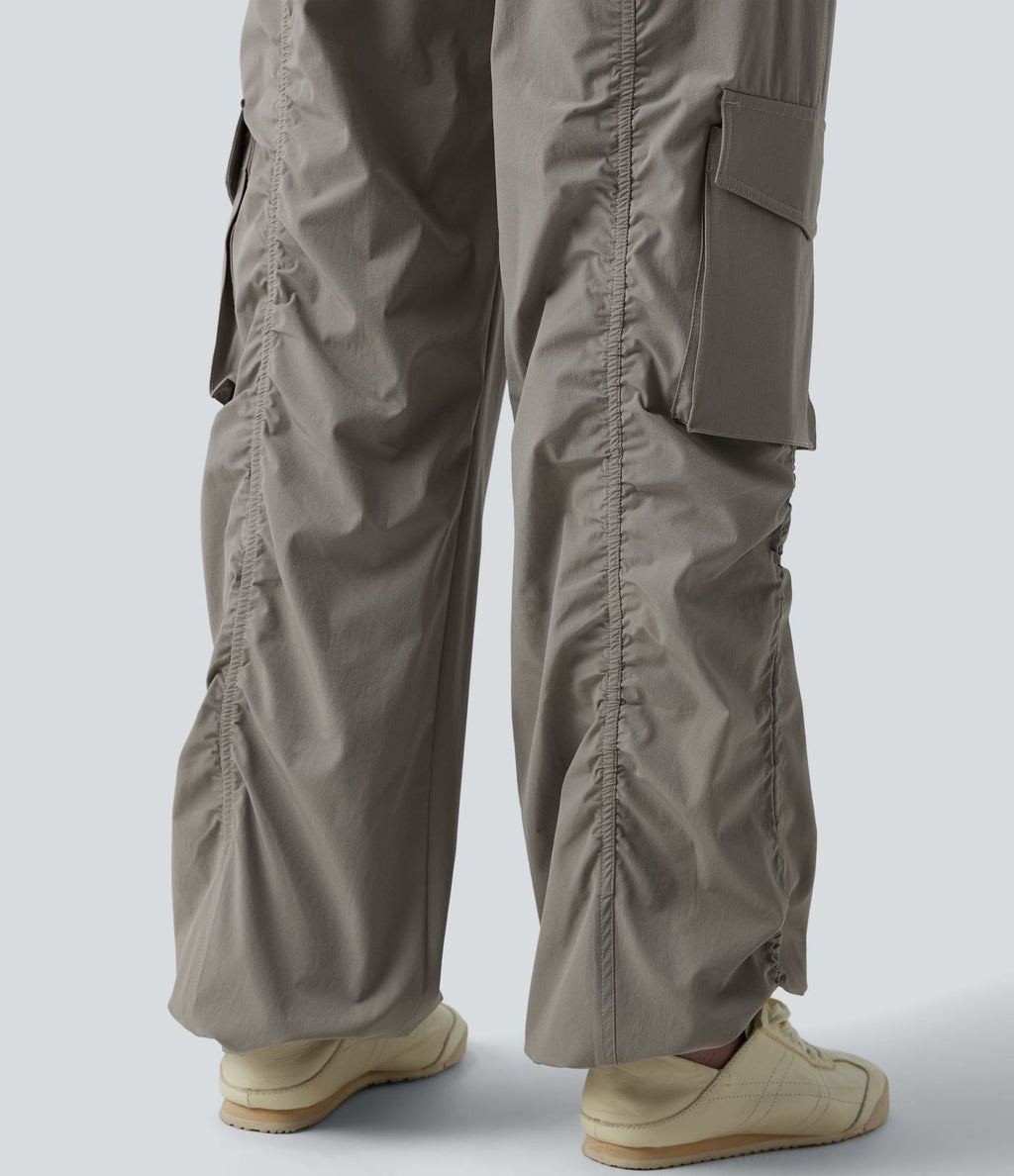 Jogging cargo ample décontracté taille haute avec cordon de serrage avec poches