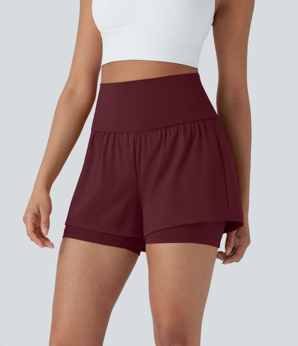Short de yoga 2-en-1 SoftlyZero™ Airy taille très haute effet frais InstantCool 12,5 cm avec poches