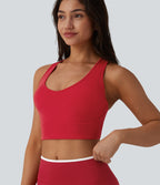 Brassière de sport yoga SoftlyZero™ Plush maintien léger dos nageur col U avec soutien-gorge intégré et poche