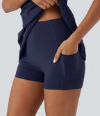 Robe de golf active courte SoftlyZero™ Plush col V sans manches 2 pièces avec poches